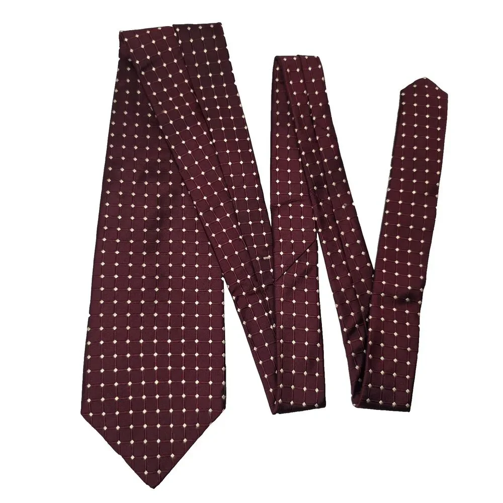Jos A Bank Executive Collection Silk Tie Red Geometric Polka Dot Neck Tie